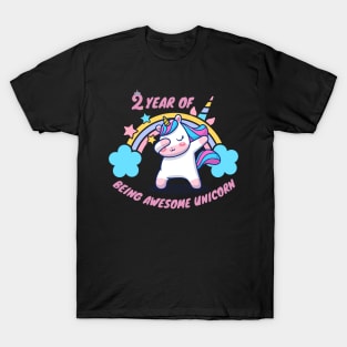 2 Year of a being awesome unicorn T-Shirt